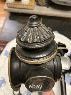 RARE Antique Pair Carriage Buggy Automobile Lanterns Lamps Horseshoe Signed