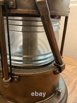 RARE Antique Paul Hanson Large Brass Glass Nautical Ship Lantern Lamp