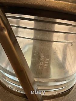 RARE Antique Paul Hanson Large Brass Glass Nautical Ship Lantern Lamp