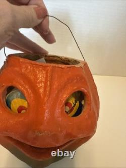 RARE Antique Vintage 6 Papier Mâché Halloween Jack'O Lantern Candy Bucket 6