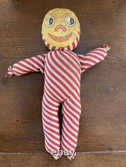 RARE Antique Vintage Halloween Rag doll Kat-A-Korner Toys USA Jack-o-lantern