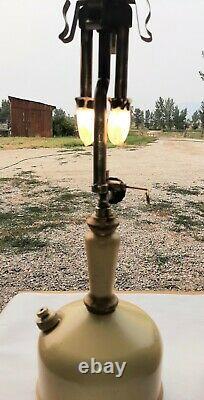 RARE VINTAGE COLEMAN LAMP PAIR! 2-MODEL 143's WITH ORIGINAL GLOBES, BOTH WORK