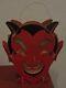RARE Vintage Antique Halloween Devil Jack O Lantern Cardboard Candle Bucket