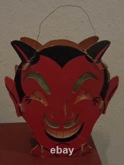 RARE Vintage Antique Halloween Devil Jack O Lantern Cardboard Candle Bucket