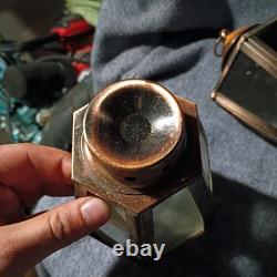 RARE pair Small Antique French Brass and Glass Lantern 9 inches, for candles