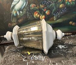 RARE set Of 2 LARGE Porcelain and Brass outdoor Lights Carriage lanterns ESTATE