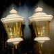 RARE set Of 2 Porcelain and Brass outdoor Lights Carriage lanterns ESTATE 18