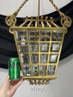RESTORED Antique Vtg Arts & Crafts Deco Hall Light Pendant Hanging Porch Lantern
