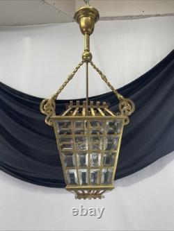 RESTORED Antique Vtg Arts & Crafts Deco Hall Light Pendant Hanging Porch Lantern