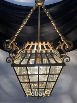 RESTORED Antique Vtg Arts & Crafts Deco Hall Light Pendant Hanging Porch Lantern