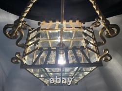 RESTORED Antique Vtg Arts & Crafts Deco Hall Light Pendant Hanging Porch Lantern