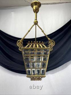 RESTORED Antique Vtg Arts & Crafts Deco Hall Light Pendant Hanging Porch Lantern