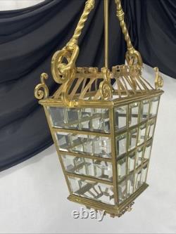 RESTORED Antique Vtg Arts & Crafts Deco Hall Light Pendant Hanging Porch Lantern