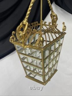 RESTORED Antique Vtg Arts & Crafts Deco Hall Light Pendant Hanging Porch Lantern