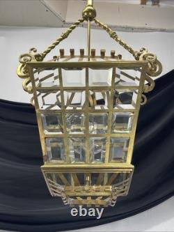 RESTORED Antique Vtg Arts & Crafts Deco Hall Light Pendant Hanging Porch Lantern