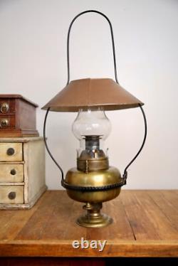 Railroad Lantern Oil Lamp Country Store hanging Light vintage brass Antique