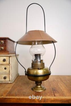Railroad Lantern Oil Lamp Country Store hanging Light vintage brass Antique