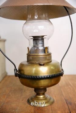 Railroad Lantern Oil Lamp Country Store hanging Light vintage brass Antique