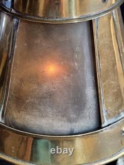 Rare Antique 18th Century Lanthorn Brass Lantern Horn Panel Windows Candle Lamp