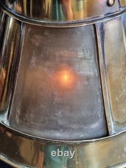Rare Antique 18th Century Lanthorn Brass Lantern Horn Panel Windows Candle Lamp