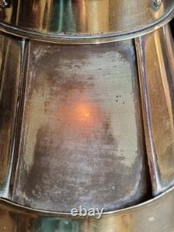 Rare Antique 18th Century Lanthorn Brass Lantern Horn Panel Windows Candle Lamp