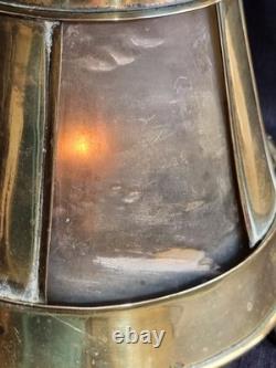 Rare Antique 18th Century Lanthorn Brass Lantern Horn Panel Windows Candle Lamp