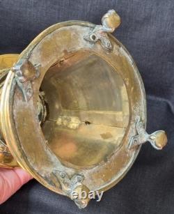 Rare Antique 18th Century Lanthorn Brass Lantern Horn Panel Windows Candle Lamp