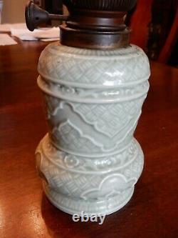 Rare Antique Celadon Matador Brenner 19th Century Kerosene Lantern