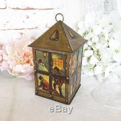 Rare Antique Christmas Lantern Tin litho box, Vintage Advertising Maison Lyons