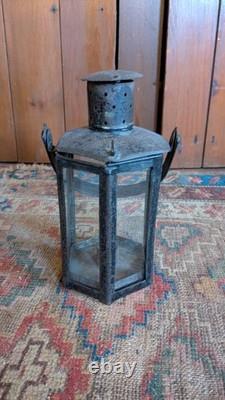 Rare Antique Early Country Metal Tin Hexagon Adjustable Candleholder Lantern 10