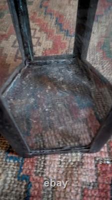 Rare Antique Early Country Metal Tin Hexagon Adjustable Candleholder Lantern 10