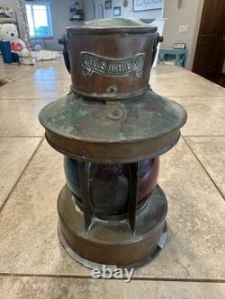 Rare Antique English Copper Masthead Ship Lantern c1900-1925 Nautical Light