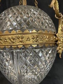 Rare Antique F & C Osler Gilt Brass & Crystal Ceiling Light Lantern Plafonnier