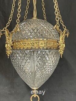 Rare Antique F & C Osler Gilt Brass & Crystal Ceiling Light Lantern Plafonnier