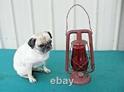 Rare Antique Feuerhand Nr. 257 Nier Oil Lantern with Red Globe Made in Germany