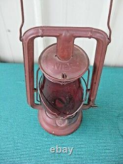 Rare Antique Feuerhand Nr. 257 Nier Oil Lantern with Red Globe Made in Germany