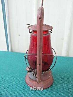 Rare Antique Feuerhand Nr. 257 Nier Oil Lantern with Red Globe Made in Germany