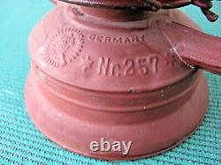 Rare Antique Feuerhand Nr. 257 Nier Oil Lantern with Red Globe Made in Germany