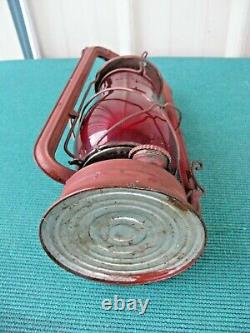 Rare Antique Feuerhand Nr. 257 Nier Oil Lantern with Red Globe Made in Germany