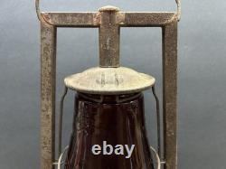 Rare Antique Vintage Dietz Victor Railroad Lantern with Scarlet Red Globe