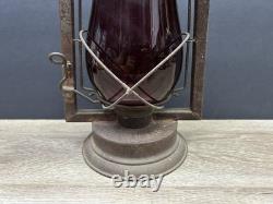 Rare Antique Vintage Dietz Victor Railroad Lantern with Scarlet Red Globe