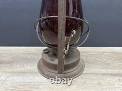 Rare Antique Vintage Dietz Victor Railroad Lantern with Scarlet Red Globe