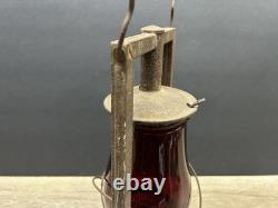 Rare Antique Vintage Dietz Victor Railroad Lantern with Scarlet Red Globe