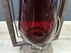 Rare Antique Vintage Dietz Victor Railroad Lantern with Scarlet Red Globe