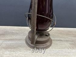 Rare Antique Vintage Dietz Victor Railroad Lantern with Scarlet Red Globe
