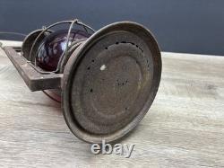 Rare Antique Vintage Dietz Victor Railroad Lantern with Scarlet Red Globe