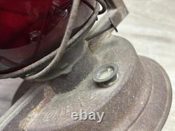 Rare Antique Vintage Dietz Victor Railroad Lantern with Scarlet Red Globe
