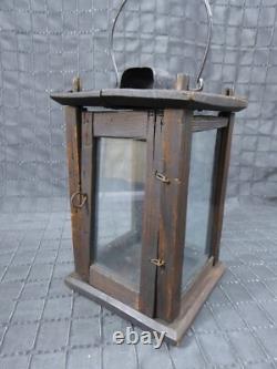 Rare Old Antique primitive Wooden Candle Lantern 18th 19th century Wood Lantern