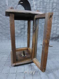 Rare Old Antique primitive Wooden Candle Lantern 18th 19th century Wood Lantern