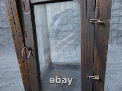 Rare Old Antique primitive Wooden Candle Lantern 18th 19th century Wood Lantern